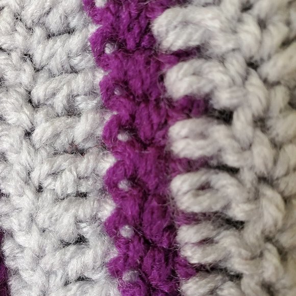 Crochet Gray and Purple Stripe Cowl/New - Picture 5 of 5